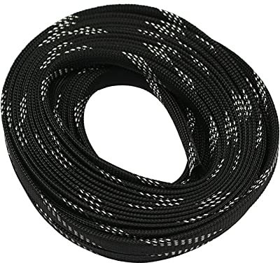 4 6 8 10 12 14 16mm Silber schwarz Braid Haustier ausdehnbar Ärmeln High Density geflogen Kabelhülsen Stoff Kabel DIY Kabelschlauch (Color : Silver Black, Inside Diameter : 10mm)