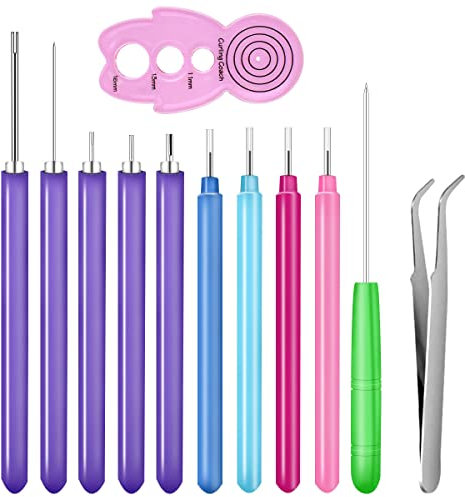 12 Stück Papier Quilling Schlitz Werkzeug Papier Curling Werkzeuge Kit Quilling Nadel Stift für Kunst Handwerk Verschiedene Größe DIY Papier Kartenherstellung Projekt Rollen Multifunktions Schlitz
