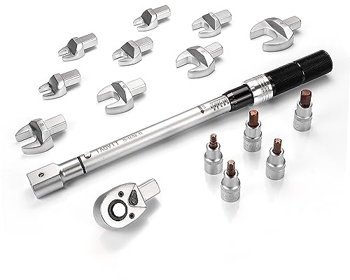 TAGVIT 14mm x 18mm Open End Interchangeable Torque Wrench Set, Chrome Vanadium Steel, 1/2 Inch Ratchet Head, 16 Pieces