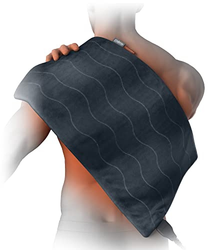 Pure Enrichment PureRelief Pro Far Infrared XL Heating Pad - Muscle Relief for Back, Neck, Shoulder, & Knee Pain in Athletes, 4 Heat Settings, Dry/Moist Heat, 12” x 24” Extra-Long Size (Iron Gray)