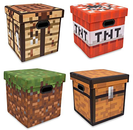 Minecraft 4-Piece 13 Inch Fabric Storage Bin Bundle