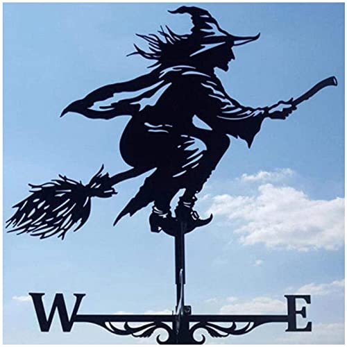 VVLXRIC Wetterhahn Hexe, Wetterhahn, Böse Hexe Gartendeko Schwarz Metall, Wetterhahn Fuers Dach Lustig, für Hausgarten Terrassendach Außendekoration