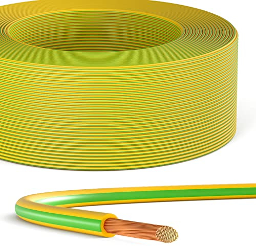 hb-digital 15m Câble de mise à la terre 6mm² H07V-K Fil de terre pour structure photovoltaïque Conducteur flexible en cuivre Conducteur unique Gaine en PVC pour installations PV Câble solaire