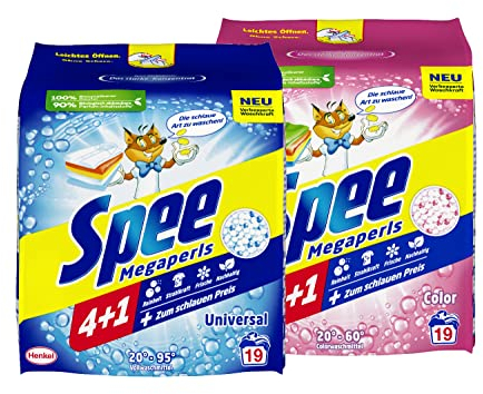 Spee Megaperls Universal Waschpulver 4 + 1 (19 Waschladungen), Frische & Nachhaltigkeit & Spee Megaperls Color Waschpulver 4 + 1 (19 Waschladungen), Colorwaschmittel