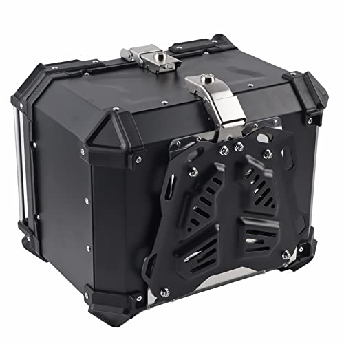 AMONIDA, Bauletto per Moto 45L Nero Alluminio, Bauletto per Caschi e Bagagli con Schienale