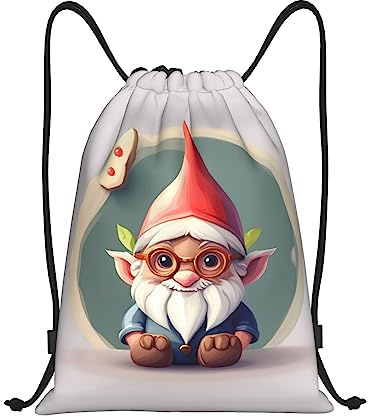MDATT söt tomte vattentät dragsko gym ryggsäck väska för män och kvinnor, sport gym säck resa dagväska, personlig, Söt tomte, Small, Reseryggsäck