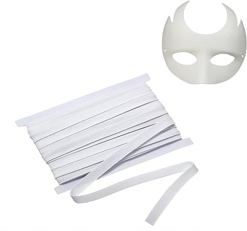 Bande élastique plate blanche de 6 mm pour couture, masque, loisirs créatifs, couture, mercerie et vêtements - 10 m