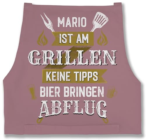 Schürze - Grillschürze Herren Männer - Name ist am grillen keine Tipps Bier bringen Abflug - Geschenkidee Papa Männergeschenke Vatertag - 85x69 - Rosa - grillzubehör grill-schürze schürzen