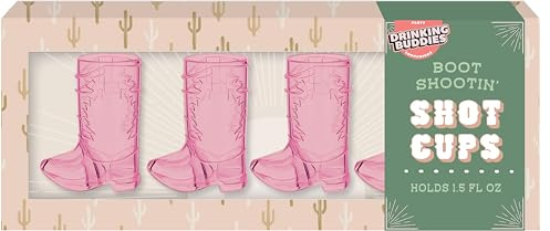NPW Pink Cowboy Boot Shot Glasses – Acrylic Western Shot Cups for Bachelorette Parties, Girls’ Night & Rodeo Themes (Set of 4)