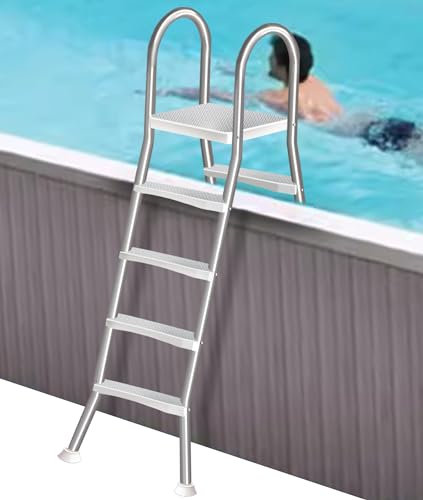 Swimming Pool Ladder Above Ground, Heavy Duty Pool Steps Above Ground, Thicken 304 Stainless Steel Above Ground Pool Ladders for Outdoor, 4 Steps Pool Stairs, Capacity 550 Lb