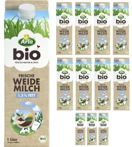 Arla Frische Weidemilch 1,5% Kuhmilch Milch 1000 Milliliter X 12 STÜCK [Frischegarantie]