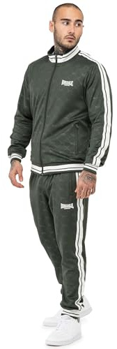 Lonsdale Ashwell Tuta Sportiva, Verde Oliva/Bianco, L Uomo