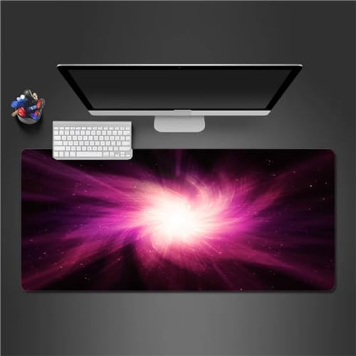 QiHon Gaming Mauspad XXL Lila Zusammenfassung Großes Mauspad Schreibtischauflage mit Vernähte Kanten Einer speziellen Oberfläche verbessert Geschwindigkeit und Präzision 700x300x3mm