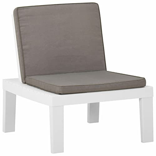 ZEYUAN Garten-Lounge-Stuhl mit Auflagen, Gartensessel, Campingstuhl, Terassenstühle, Gartenmöbel, Balkon Stühle, Balkonstuhl, Hochlehner, Stühle Für Draußen, Kunststoff Weiß