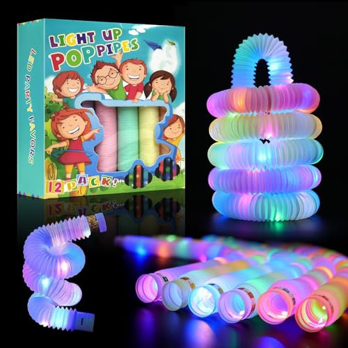 DWOOKE Lot de 12 tubes lumineux à DEL pour enfants de 3 à 12 ans - Jouets anti-stress pour tout-petits - Cadeau de cadeau - Récompenses de prix en classe - Fournitures de fête