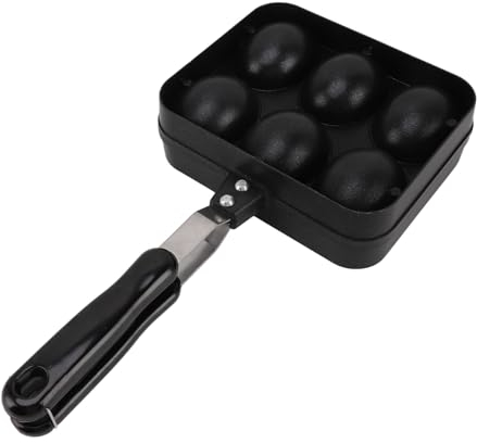 Leapiture Poêle à Griller Antiadhésive à 6 Trous Poêle Double Face en Fonte Takoyaki Maker Boules de Poulpe Poêle Plat de Cuisson Mini Gaufrier pour Enfants et Familles