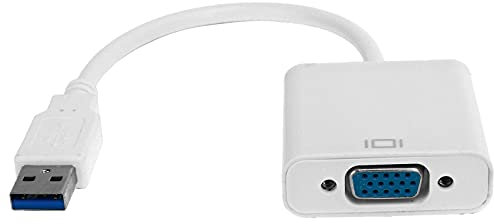 Adaptador USB 3.0 a VGA, Adaptador USB a VGA Tarjeta de Video Externa Convertidor de Video Hembra de 15 Pines para Computadora Portátil para Escritorio para PC (White)