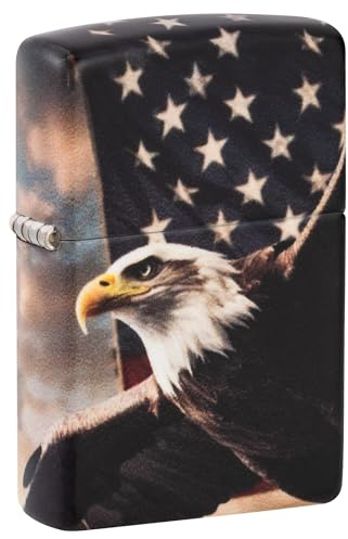 Zippo Briquet Tempête - Eagle USA Flag Design - Rechargeable - Coffret Cadeau - Métal - Fabriqué aux USA