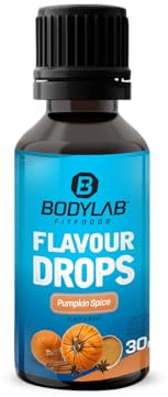 Bodylab24 Flavour Drops 30ml Pumpkin Spice, Kalorienfreie, Zuckerfreie & Fettfreie Aroma-Tropfen, Flavdrops zum Süßen von Lebensmitteln, Kaffee Sirup, Geschmackstropfen ohne Künstliche Farbstoffe