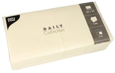PAPSTAR Servietten Daily Collection 1/4-Falz 32 cm x 32 cm Champagner 89637 Tissue-Servietten Papier-Servietten, 150 Stück