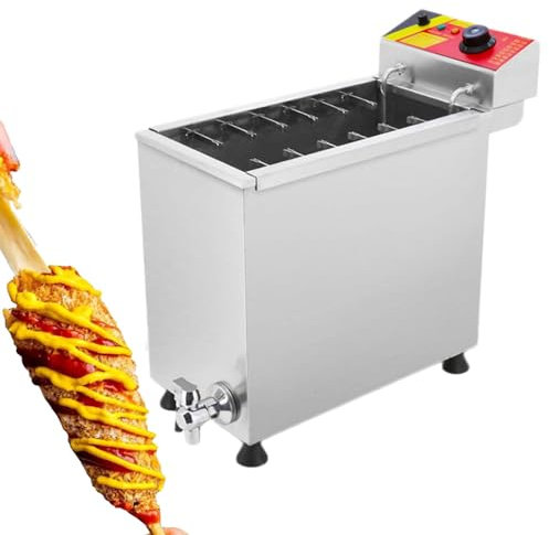 Commercial Machine,Corn Dog Fryer 25L Commercial Cheese Hot Dog Sticks Maker Machine Electric Deep Fryers for Kitchen Restaurant Snack Bar Canteen Home, Large Capacity Electric Dee