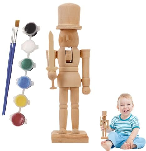 Unfinished Wooden Nutcracker, Nutcracker Craft, Paintable Nutcracker Figures, Kids Paint Your Own Nutcracker, Nutcracker Figures, Wooden Nutcracker Figures for Kids, Adults, Friends