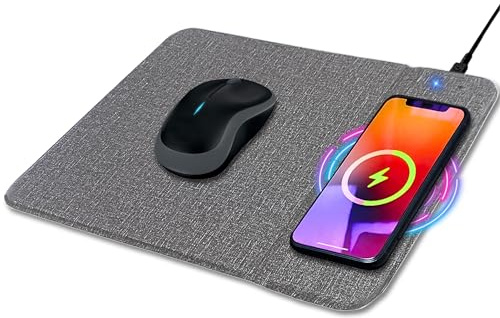 ZebTech Lot 2-Tapis de Souris Induction-Recharge sans Fil Rapide Intelligent certifié Qi 1.1 15W-léger-Ergonomique-Station Recharge Wireless-Souris-Smartphone-accesoire de Bureau