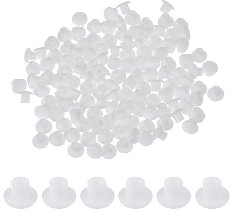 sourcing map 120Pcs Plastic Hole Plugs, 1/5(5mm) Flush Type Panel Round Screw Caps Cover Fastener Knockout Locking Plugs for Furniture Insert End Caps Panels, White