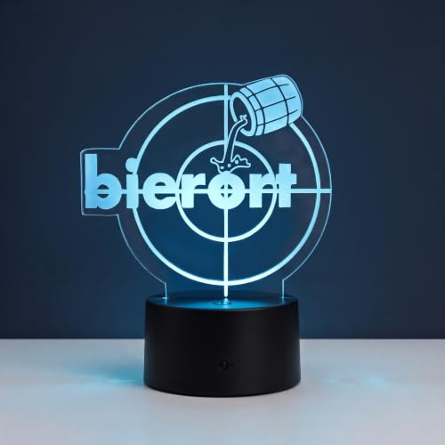 Optechvisual Bierort LED Lampe – Lustige Deko für Männer & Bierliebhaber – Geschenkidee für Biertrinker & Stammtisch – Leuchtende Lampe für Bar, Keller & Küche