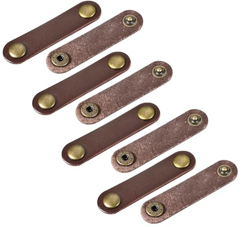 QUARKZMAN Confezione da 8 Fascette in Pelle per Cavi 63x16mm Marrone | Organizzatore per Cavi, Portatili, per Gestione Cavi Fili, Pelle
