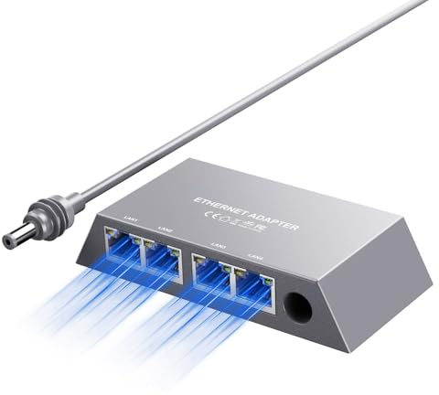HAILOLY Starlink Ethernet Adapter for Gen 3, Starlink Rectangular Satellite Internet Adapter Ethernet Gen 3 for Wired External Network Fast & Stable Connection, 4 Ports