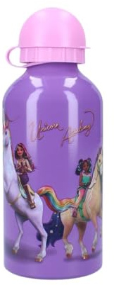 My sweety pop Children's Aluminium Water Bottle for Children Nursery School | Holiday Meal 19cm 500ml Unicorn Academy Hydration Purple Pink