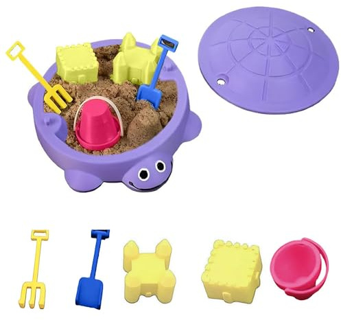 Mini Turtle Sandbox Desk Toyw, Cute Zen Garden Kit with Rake & Small Tools, Portable Turtle Shell Storage, Desk Decor, Portable Turtles Shell Storage, Relaxation Gift for Home Office (Purple)