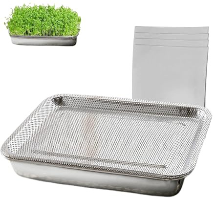 TAKONE Edelstahl Keimschale 27x20 cm Sprossen Anzuchtschale Microgreens