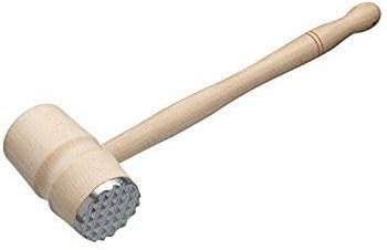 Beech Wood Meat Tenderiser Mallet Heavy-Duty Steak Beater & Pounder Hammer for Kitchen Cooking, Durable Wood Handle Butcher Tool.