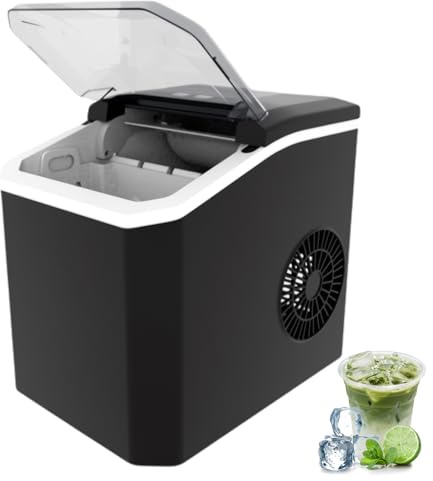 Máquina Para Hacer Hielo de 110 W, Máquina Portátil Para Hacer Hielo, Capacidad del Tanque de Agua de 1,3 L, 12 Kg/24 Horas, Limpieza Automática Inteligente con Un Solo Toque, Encimera de la Má black