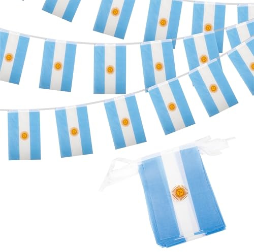 Guirnalda de Banderines Argentina 10m 30 argentinas, Banderola Decoración para Fiesta Mundial Fútbol 2026 Fiesta Nacional Juegos Olímpicos Bar Jardín Calle Adornos Party Supporter Campeonato
