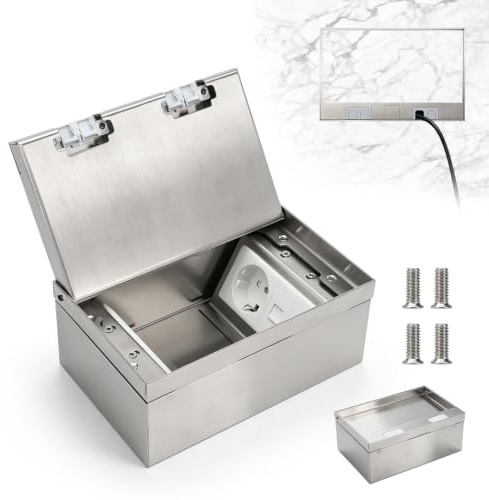 Prise de sol pour réservoir de sol, 4000 W/16 A, CA 250 V, en acier inoxydable, avec 3 CA + 2RJ45 pour cuisine, salon, bureau, réservoir de sol escamotable