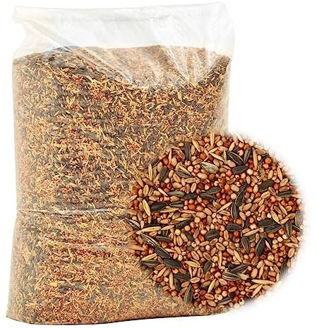 LoogCape Fågelfoder 25 kg kornblandning för vilda fåglar, vinter, lämplig för fågelhus, foderhus, titddumplings, solrosfrön, jordnötter, fågelfrön