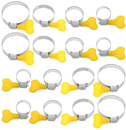16pcs Stainless Steel Thumb Screw Clamp Adjustable Key Hose Clamp