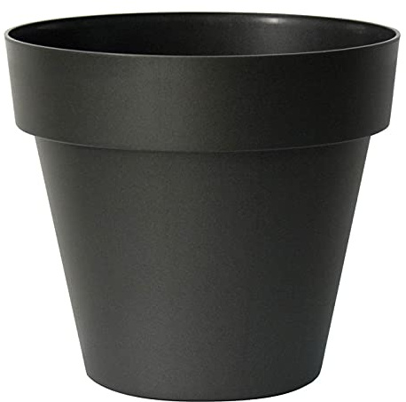Euro3plast Blumentopf MITU ohne Untersetzer in rund aus Kunststoff 9 Farben und 10 Größen zur Wahl für den Innen- und Außenbereich (Anthrazit, 40 cm)