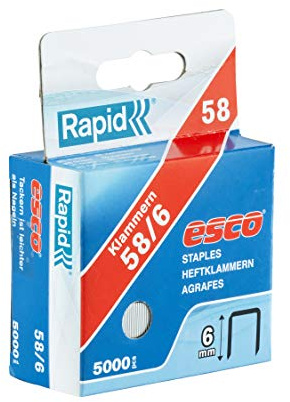Rapid Esco Tackerklammern Typ 58, 6 mm Klammern, 5.000 Stk | Feindrahtklammern; für Esco Handtacker; 6 mm Klammern, 5.000 Stück
