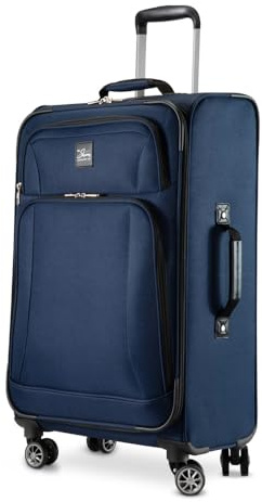 Skyway Epic Softside Medium Checked Luggage - Lightweight Suitcase with Wheels | TSA Approved Travel Bag | Spinner Suitcase | Large Luggage Set with Telescoping Handle, 24 inch, Surf Blue
