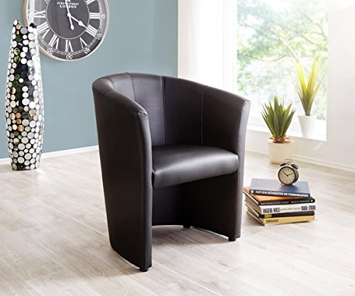 Clubsessel Pieder Schwarz gepolstert Kunstleder Cocktailsessel Designsessel