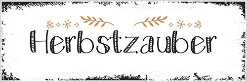 Holzschild Vintage Shabby Herbstzauber Herbst Jahreszeit 6 mm HDF | 6 mm HDF-Holzplatte, brillanter UV-Direktdruck, dekorativer Vintage-Look, für den Innenbereich, Made in Germany