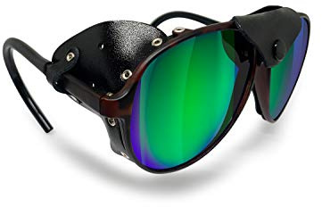 BERTONI Occhiali da Sole Polarizzati da Montagna Ghiacciaio Escursionismo Trekking Arrampicata Sci – MOD. ALPS Italy (Mimetico Marrone - Polarizzato Verde Specchio)