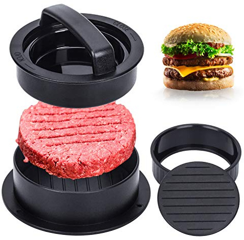 Burgerpresse, verschiedene Größen, Hamburger-Patty-Formen, 3-in-1 Hamburger-Patty-Maker, funktioniert am besten für gefüllte Burger, Schieber, Küchen-Grill-Werkzeug, Grillzubehör
