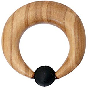 CHICNET Damen Herren Klemmkugel Ring Captive Bead Ball Closure Dehner Expander Ohr Piercing aus Olivenholz Holz in hell braun, Sichel Form Plug Tunnel Größen 4mm bis 8mm 8 mm