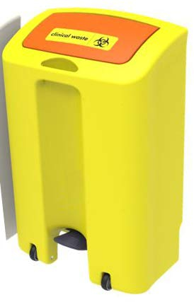 Office Needs Direct EnviroStep 90 Litre Yellow Base Peddle Orange Lift Lid Clinical Waste & PPE Bin