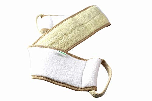 WOLOXO® hochwertiger Luffaschwamm Rückenbürste Körperbürste Badebürste Rücken Gurt scrubber für Rücken mit 100% Luffa-Faser Natur Massagebürste Cellulite Peeling Körper